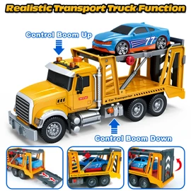 Bstoyder Kids Toys for 3 4 5 6 7 8 Years Old Boys, Transport Cars Carrier with Racing Car with Lights, Sounds, Toddler Friction Powered Truck Vehicle Toy for Boys Girls Christmas Birthday Gifts