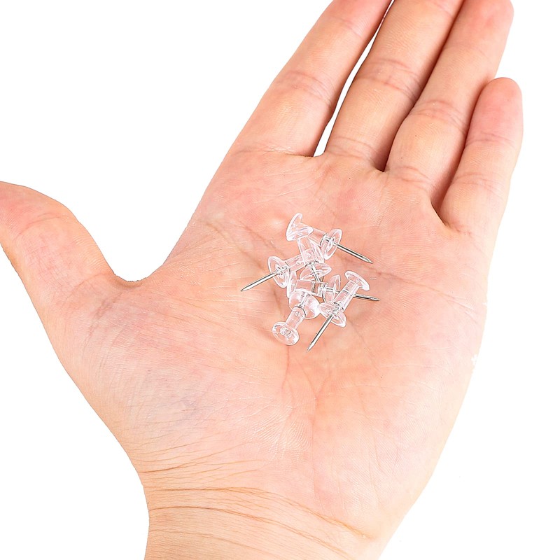 Smukdoo Push Pin,100 PCS Plastic Thumb Tacks Clear Push Pins