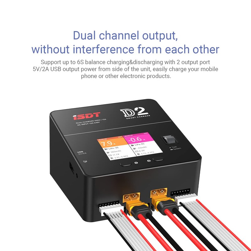 ISDT lipo Battery Charger D2 MK2 with AC 2x200W Dual