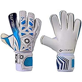 Elite Sports Goalkeeper Gloves with Double Wrapped Thumb and Durable Latex. Reinforced Backing Foam on the Shock Zone with AVM Fabric and 4 Removable Finger Protectors for Extra Finger Support.