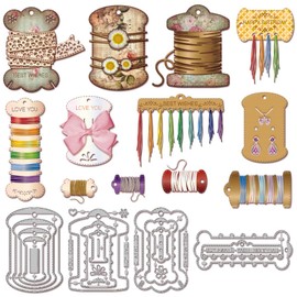 GLOBLELAND Nested Thread Spool Cutting Dies for Card Making Floss Bobbin Die Cuts Sewing Tool Cutting Dies for DIY Scrapbooking Journal Embossing Paper Craft Decor