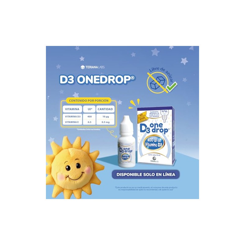 Vitamina D3 ONEDROP frasco con 10 mL, 400 UI
