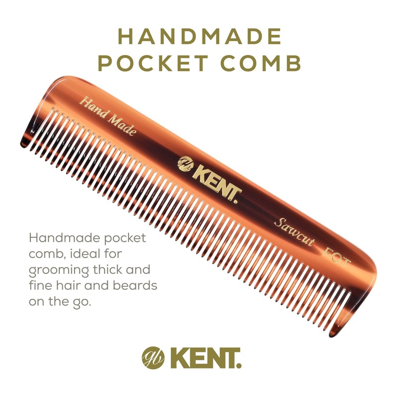 KENT Kent Handmade Coarse/Fine Toothed Styling Pocket Comb, Length-11.2 cm