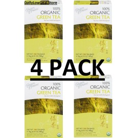 4 PACK - Prince of Peace 100% Organic Green Tea - 100 Tea Bags (Total 400 Bags)