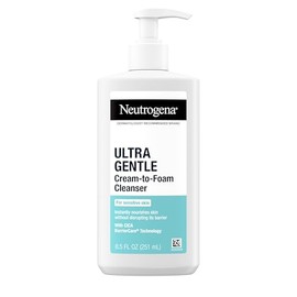 Neutrogena Limpiador facial diario ultra suave de crema a espuma, se transforma de un limpiador cremoso a un lavado facial espumoso, limpia suavemente