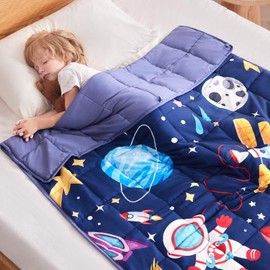 anfie Weighted Blanket Kids (50"x60" 5lbs), Weighted Blanket Cooling Blanket for Sleeping,Throw Size Breathable Blanket with Premium Glass Bead (Blue Aerospace)
