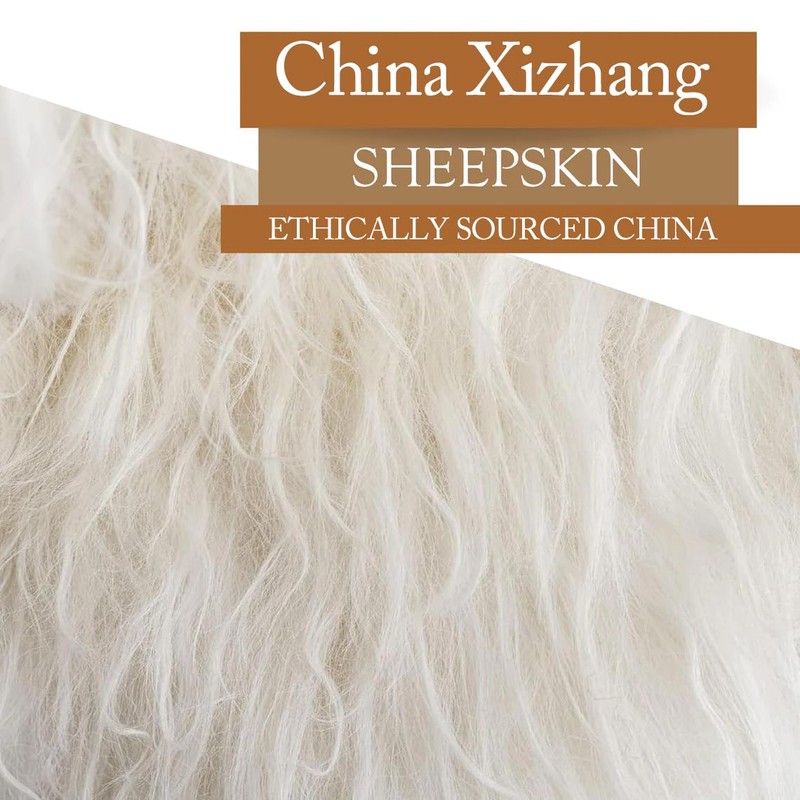 Genuine Sheepskin Throw Pillow with PP Cotton Inside, Luxury Fluffy