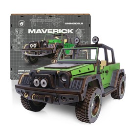 UNIDRAGON Unimodels 3D Wooden Puzzle Builder to Assemble – Maverick Green, 265 Parts (23 x 12 x 13 cm), Laser Cutting Jigsaw Construction Craft Kit for Adults and Children