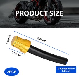 Zikefest 2PCS Gas Cap Vent Tube, Valve Vent Breather Hose Tube, CNC One-Way Tank Vent Tube with Aluminum Cap, for ATV Quad 4 Wheeler, Off-Road Motorcycle (Gold)