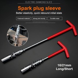 Short - 16mm Spark Plug Socket Wrench T-Handle Wrench Spanner 360-Degree Rotation Remover Installer Tool