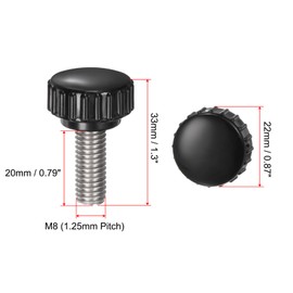 QUARKZMAN Pack of 6 Thumb Screws with Thread M8 x 20 mm x 22 mm Round Head Screw Stainless Steel 304 Round Handle Bolt Clamping Buttons 22 mm Hand Buttons Thumb Screws Tension Screw for Industrial