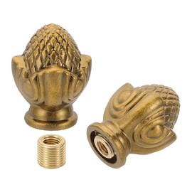 PATIKIL 36 x 28mm Lamp Finials Caps Knob, 2 Set Solid Lamp Shade Top Decoration Screw Cap Nuts with Brass Reducing Adapter for Table Lamps Floor Lamps, Gold Bronze