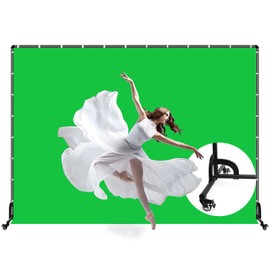 Backdrop Stand with Wheels & Backdrop - 10x7ft(WxH) Green Screen with Stand, Movable Rolling Background Stand with Greenscreen for Photography Video Studio