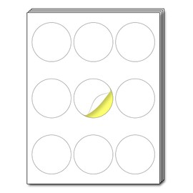 40 Sheets - 2.5 inch Round Circle Labels, White Printable Stickers for Laser/Inkjet Printers - 8.5 x 11 inch (Letter Sheets)
