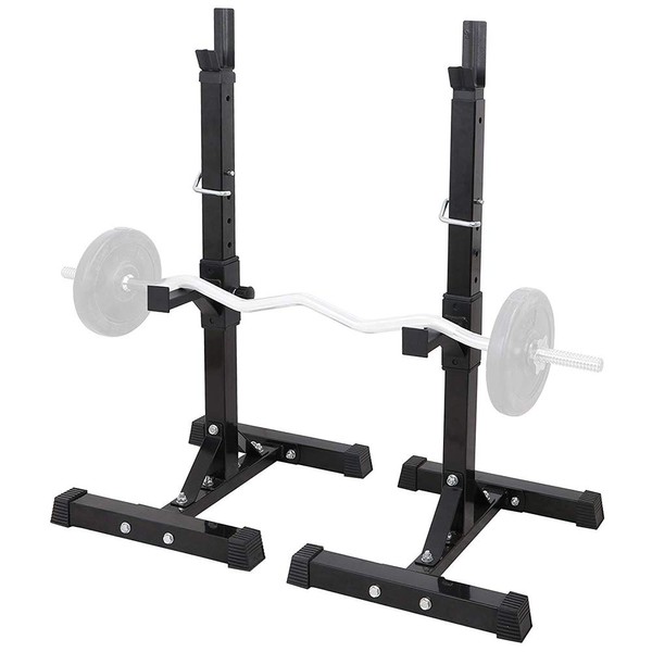 Smartxchoices Pair of 2 Squat Racks Barbell Dumbbell Stand Weight Rack 41"- 66" Height Adjustable Steel Bar Holder Storage Rack Home Gym Fitness,Black