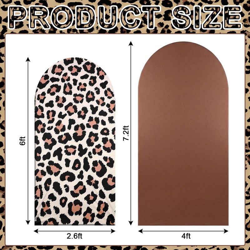 Chumia 2 Pcs Leopard Print Arch Covers Cheetah Backdrop Covers
