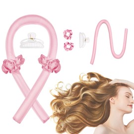 Triko Diadema de Cabello Rizadora, Diadema Sin Calor, Rizador Sin Calor, Cinta de Rizos Sin Calor Con Pinzas Para el Cabello, Rizos Para Dormir Durante la Noche, Cinta de Seda, Kit de Peinado
