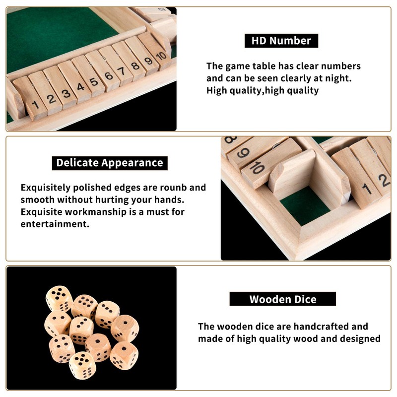 AMEROUS 1-4 Players Shut The Box Dice Game,Classic 4 Sided
