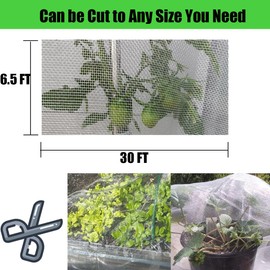 Gardtree Garden Mesh Netting, 6.5x30 FT Insect Netting for Raised Beds Mosquito Netting Plant Garden Bed Covers Bird Netting Protection Pest Barrier for Vegetable Fruits Crops Greenhouse