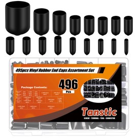 Tanstic 496Pcs 17 Sizes Black Rubber End Caps Screw Thread Protectors Vinyl Flexible End Caps Bolt Covers Caps for Metal Tube Rod Bolt