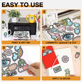 HTVRONT Printable Vinyl for Inkjet Printer & Laser Printer - 40 Pcs Glossy White Waterproof Printable Vinyl Sticker Paper, 8.5"x11"