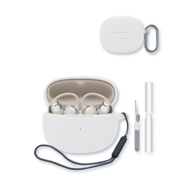 Case for SHOKZ OpenDots ONE Earbuds,Soft Protective,BOVUGAC Silicone Case Cover with Keychain & Cleaning Kit & Lanyard for SHOKZ OpenDots ONE Accessories-White