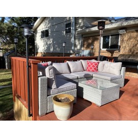 USA Tiki Torch Deck or Fence Mount fits Zoohar Solar Lights Flickering Flame Outdoor Torches and Other 1-1/4” Outside Diameter Poles (8, 4), Black, 1-1/4'' OD