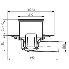 MCH Duschablauf Badablauf Bodenablauf 122x122 mm Edelstahl DN50 (381 A)