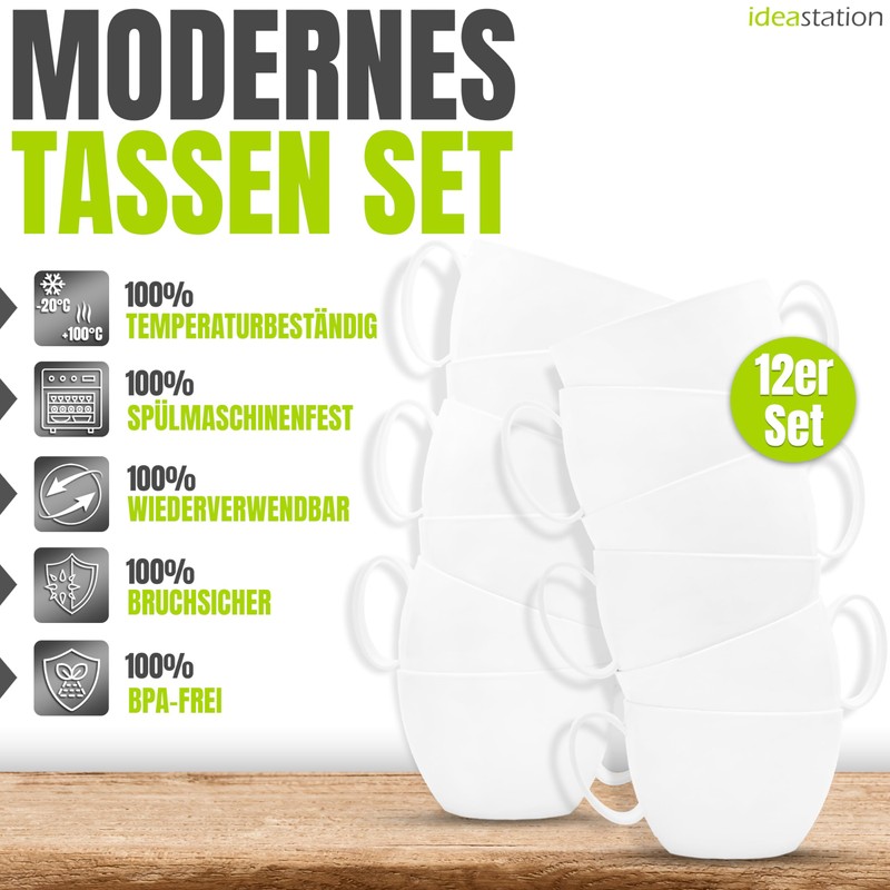 idea-station Plastic Cups Set of 12 – 200 ml –