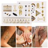 Tattoo, Waterproof, Metallic, Temporary Tattoo, 16 Sheets in Gold Silver