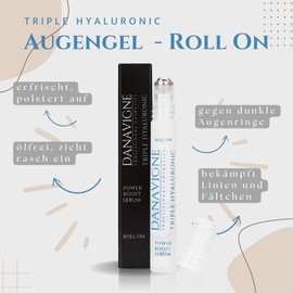 Danavigne Triple Power Hyaluronic Eye Roll On - Hyaluronic Serum High Dose for Face and Eyes with Triple Hyaluronic Acid Serum Face Against Wrinkles for Men and Women (1 x 10 ml)