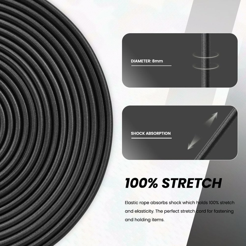 Abma Cord Bungee Cord 8mm 10M Elastic Shock Cord 100%
