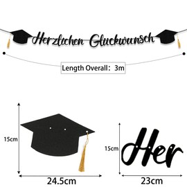 Graduation Decoration, Congratulations Garland, Black, Graduation 2025 Decoration, Graduation, Banner Garland Graduation for Graduation Bachelor Exam, Passed Graduation Party Decoration
