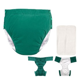 Yodilala Unisex Waterproof Incontinence Cloth Diapers, Adjustable Super Absorbent Anti-Leakage Briefs with Snaps, Incontinence Pocket Diapers for Adult Incontinence, Elderly and Disabled(Green,XL)