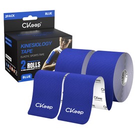 CKeep Uncut Kinesiology Tape(2 Rolls), Original Cotton Elastic Premium Athletic Tape,Latex Free Hypoallergenic, 2inch x 16ft, Blue