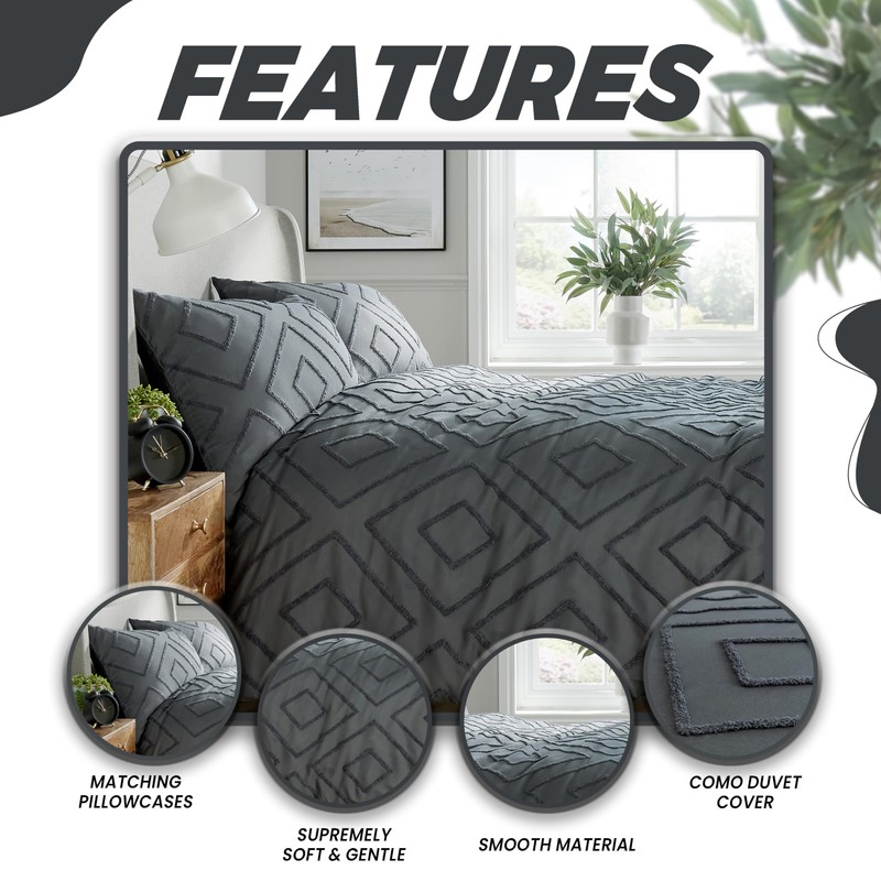 Olivia Rocco Como Duvet Cover Set Luxury Tufted Easy Care