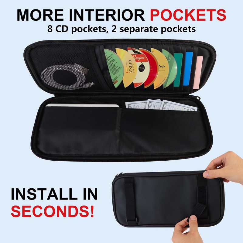 BGMTIMAI Car Sun Visor Organizer with Extendable Sunshade,Upgraded Version Multi-Pocket