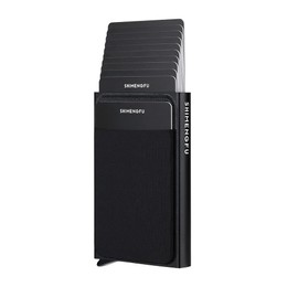 [SMF SHIMENGFU] Card Case, Thin, 10 Large Capacity Men's Credit Card Holder, Anti-Theft, Demagnetization, Anti-Shake Pop-up Card Holder, Black