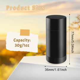 20 Pcs 30g/1oz Deodorant Jars Empty Refillable Round Plastic Deodorant Bottles Twist Up Bottom Filling Stick Tubes for Homemade DIY Lotion Bar Chapstick - Black