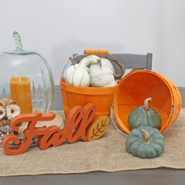 Cornucopia Brands Round Wooden Baskets (2-Pack, Orange); Wood Fruit Buckets w/Handle, 4-Quart Capacity; 6.1 Inch Tall by 8 Inch Diameter