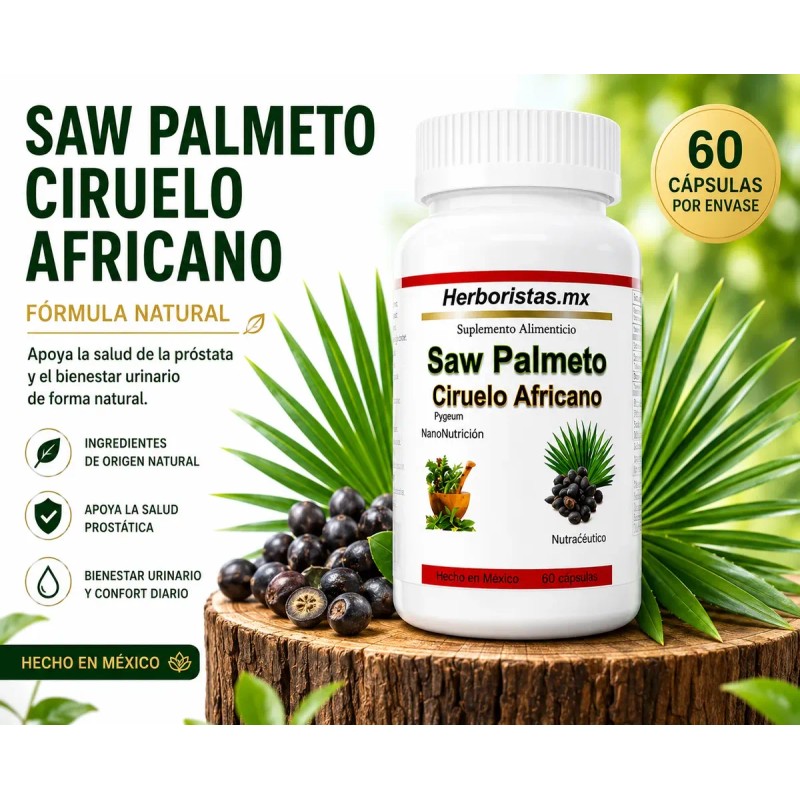 Saw Palmetto Pygeum Ciruelo Africano Suplemento Hombre
