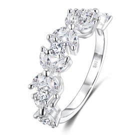 Birth Flower Ring For Women, Sterling S925 Silver April Birthstone Cubic Zirconia Ring For Mother Daughter, Dainty Daisy Flower Ring Size 8