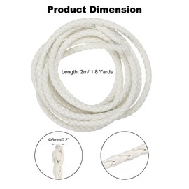 uxcell Braided Leather Cords, Round Leather Strap, Soft Jewelry Leather Rope for Jewelry Making, Tie Making, Necklaces (5mm, 2 Yard, White)