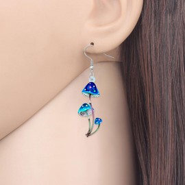 YAYAKO Anime Mushroom Earrings Acrylic Dangle Drop Jewellery Statement Earrings for Women Girls Charms Colorful Mushroom Gifts (Blue 493)