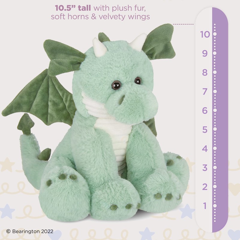 Bearington Collection Burnie Plush Dragon Stuffed Animal, 10.5 Inch