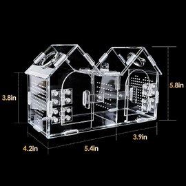 Jumping Spider Enclosure, Acrylic Terrarium with Partition Divider (1-2 Compartments), Dual Magnetic Doors & All-Side Ventilation, Jumping Spiders, Tarantulas, Mantis, GeckosHabitat, 9.6x4.2x5.8