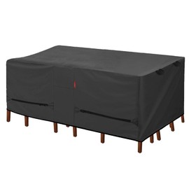 Porch Shield Patio Table Cover - Waterproof Outdoor Dining Table and Chairs Furniture Set Cover Rectangular - 86 x 44 inch, Black