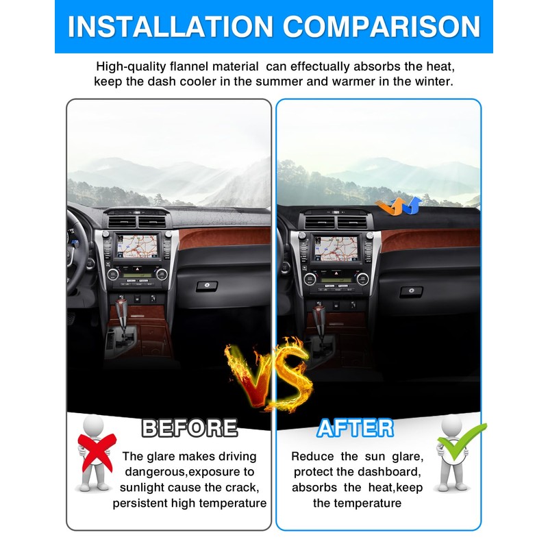 Autorder Dashboard Cover Mat for 2012-2017 Toyota Camry Accessories Dash