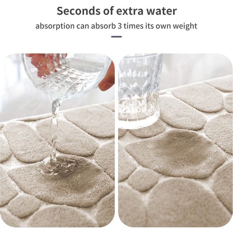 YIHOUSE Memory Foam Bath Mat Cobblestone Bathroom Rug Non Slip