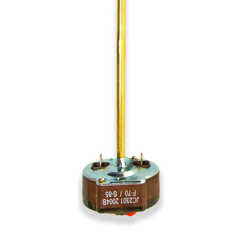 Rod thermostat for electric water heaters and solar reservoirs or